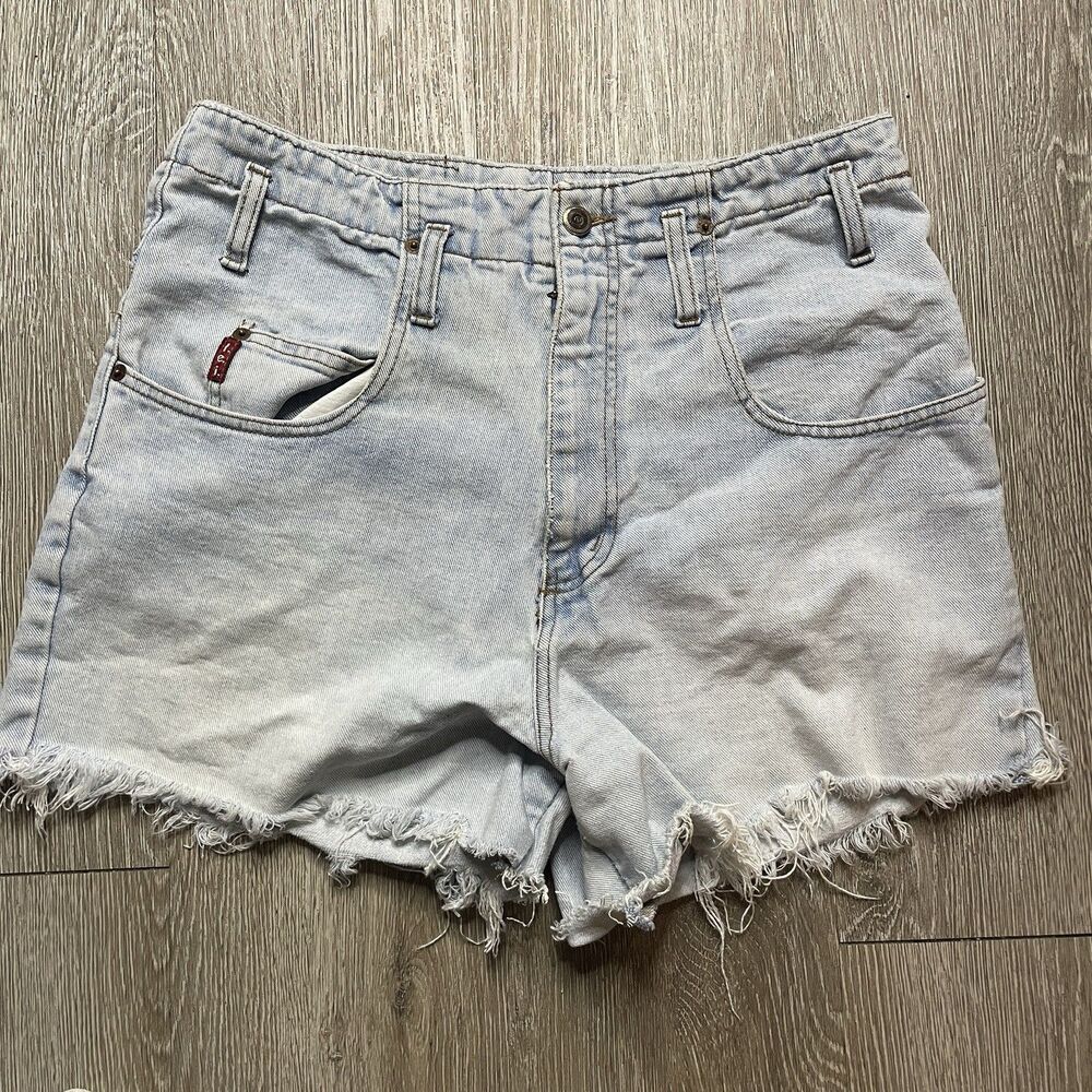 Vintage Lei Shorts Womens 30 Denim Jean Jort Cutoff Wide Light Wash 90s Medium
